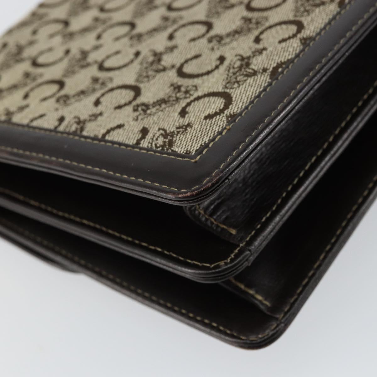 CELINE C Sulky Shoulder Bag Canvas Brown Gold Auth gh1083