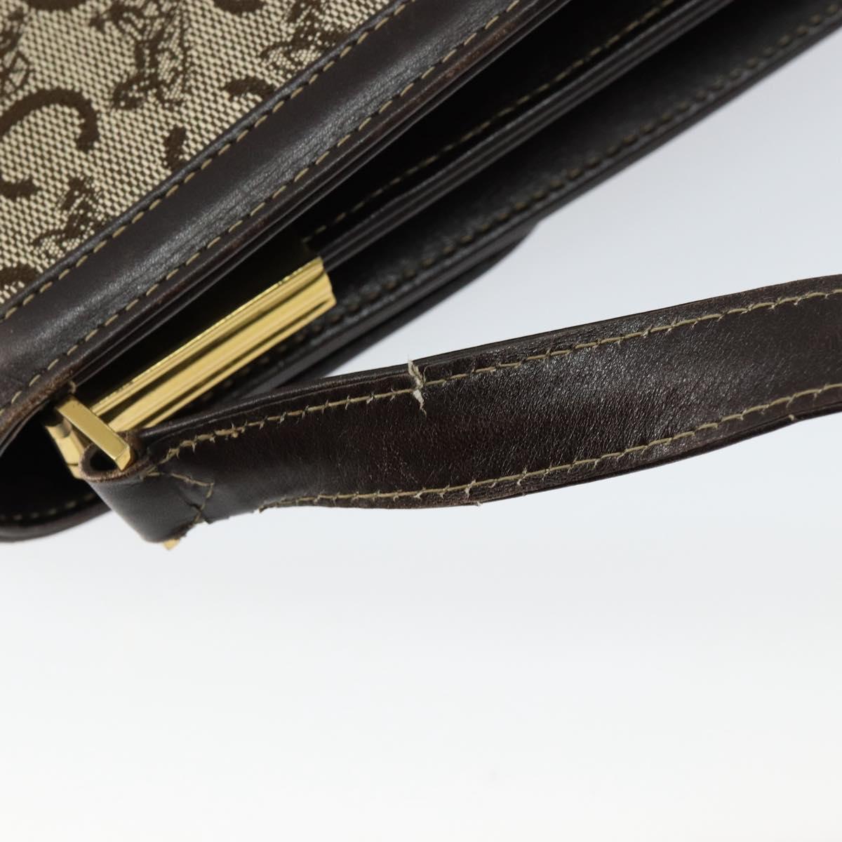 CELINE C Sulky Shoulder Bag Canvas Brown Gold Auth gh1083