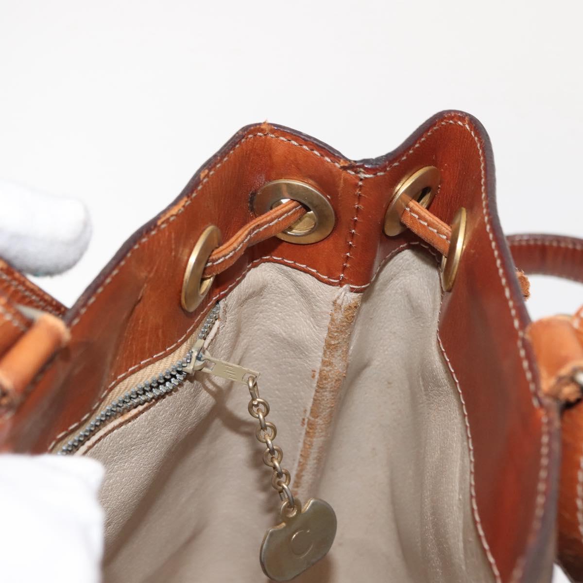 CELINE Macadam Canvas Shoulder Bag PVC Leather Brown Gold Auth gh1084