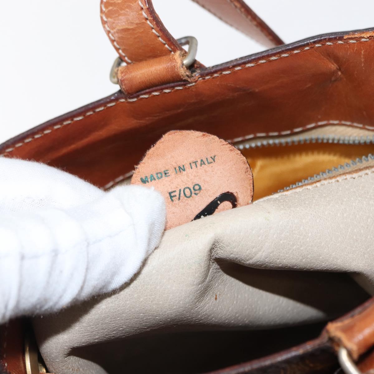 CELINE Macadam Canvas Shoulder Bag PVC Leather Brown Gold Auth gh1084