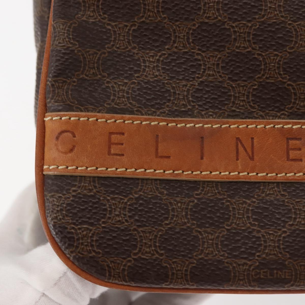 CELINE Macadam Canvas Shoulder Bag PVC Leather Brown Gold Auth gh1088