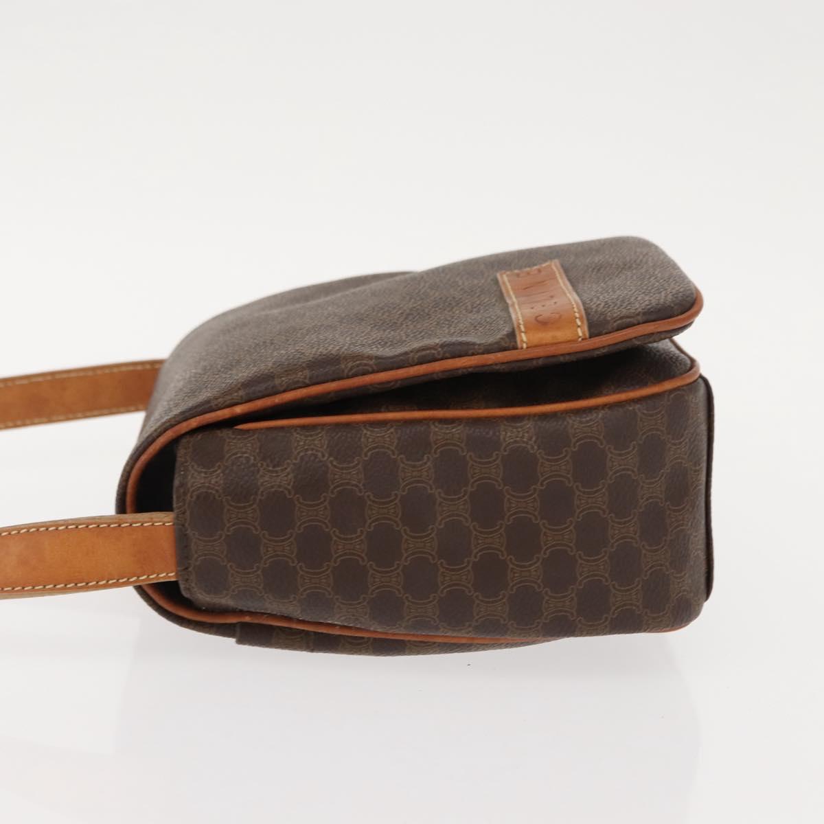 CELINE Macadam Canvas Shoulder Bag PVC Leather Brown Gold Auth gh1088