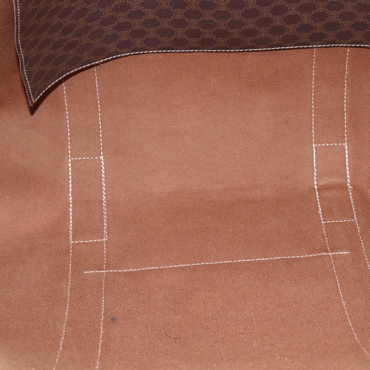 CELINE Macadam Canvas Tote Bag PVC Leather Brown Gold Auth gh1091