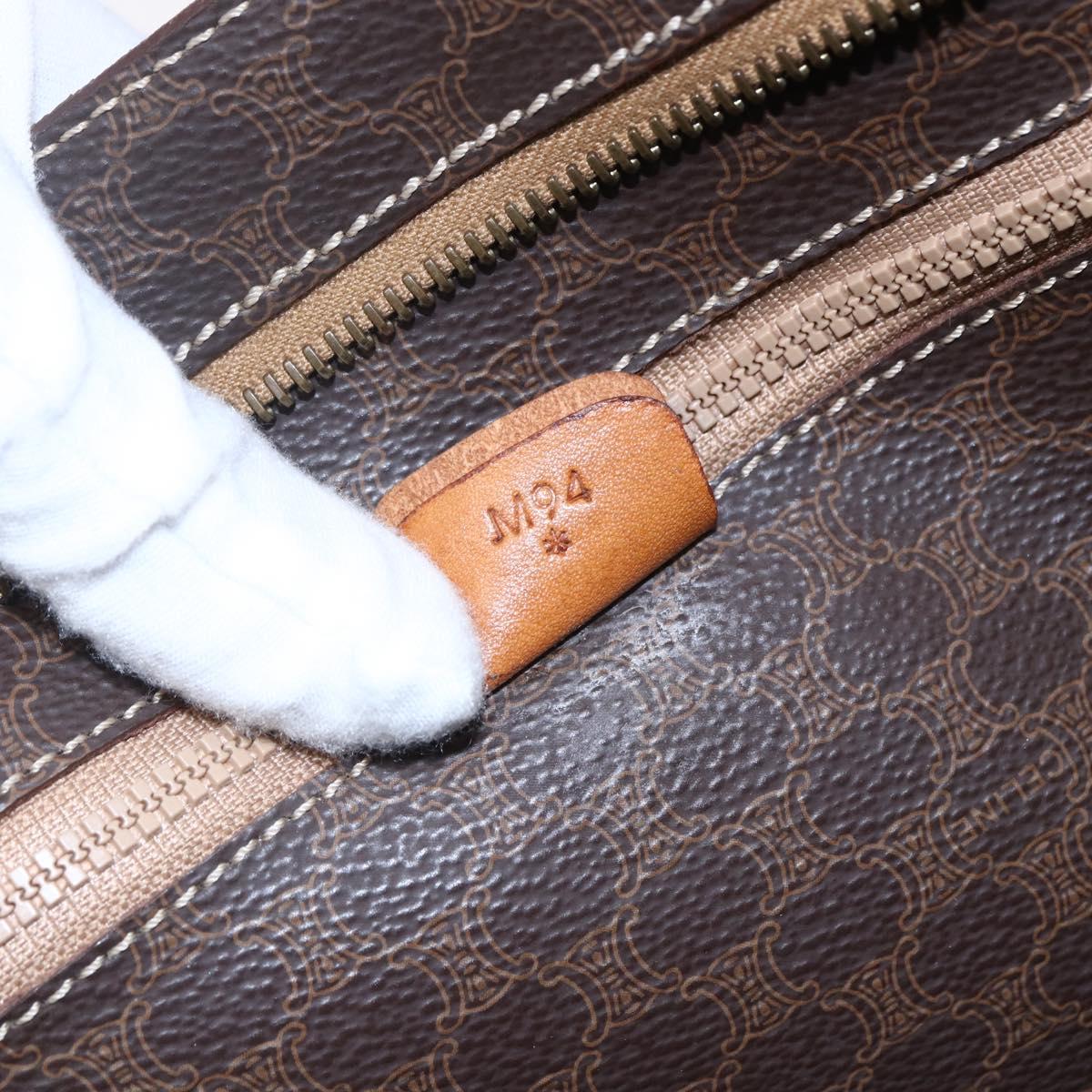 CELINE Macadam Canvas Tote Bag PVC Leather Brown Gold Auth gh1091