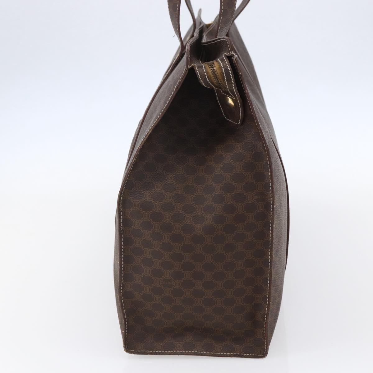 CELINE Macadam Canvas Tote Bag PVC Leather Brown Gold Auth gh1091