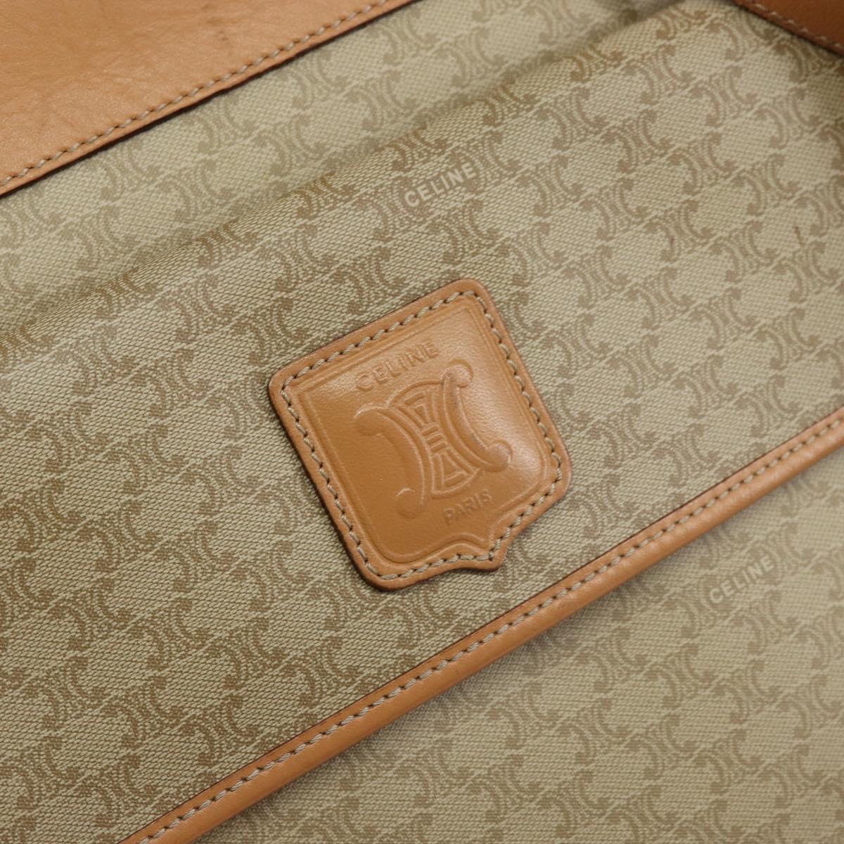 CELINE Macadam Canvas Shoulder Bag PVC Beige Gold Auth gh1092