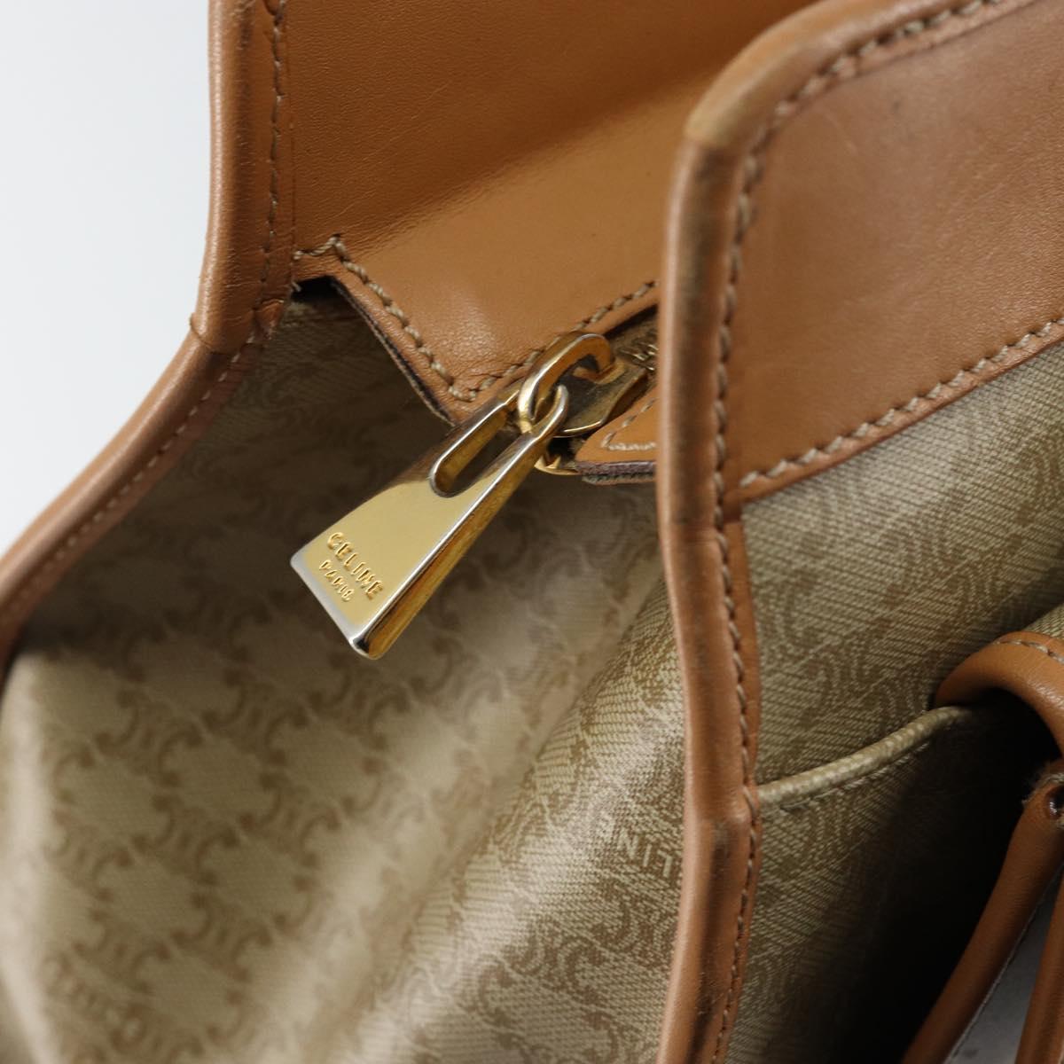 CELINE Macadam Canvas Shoulder Bag PVC Beige Gold Auth gh1092