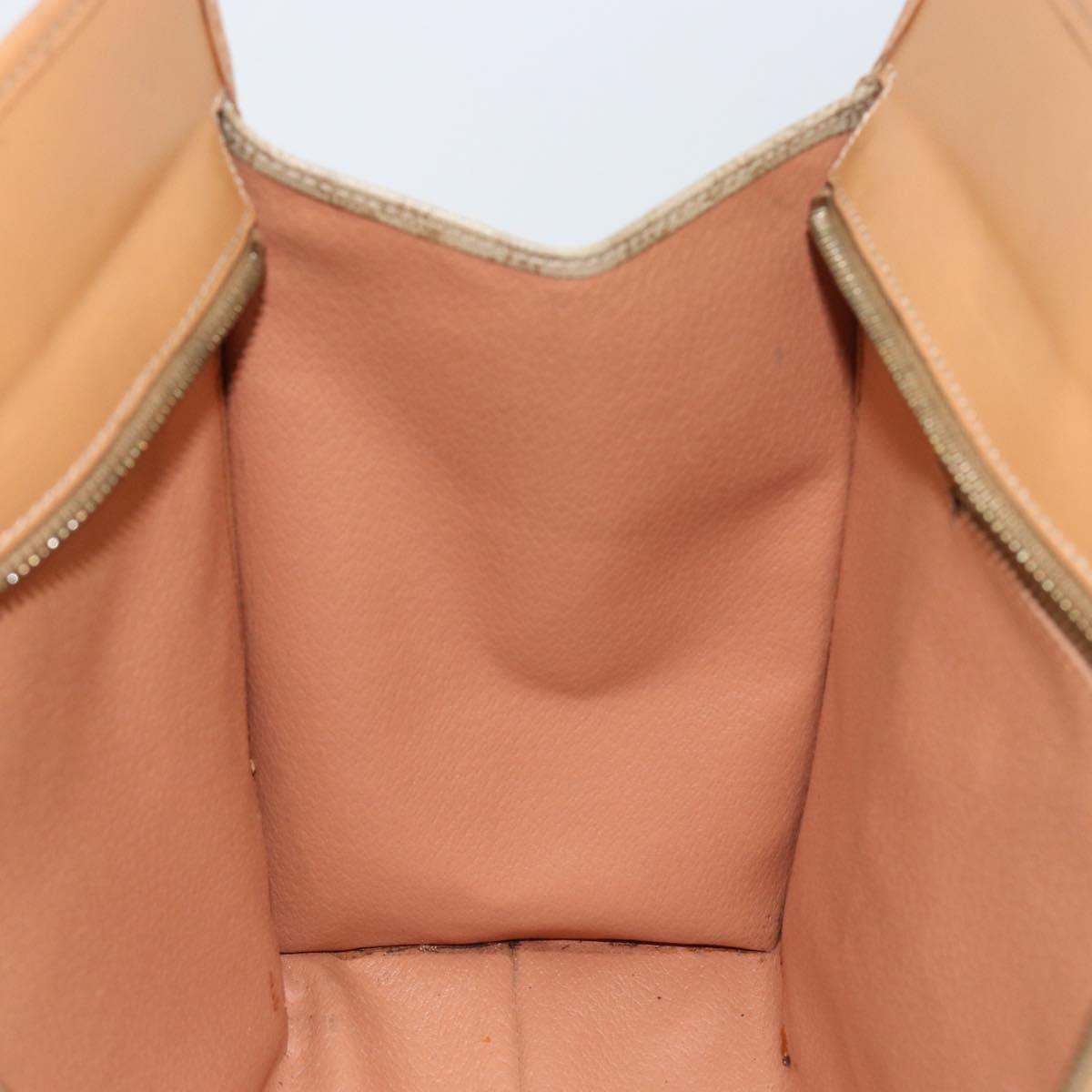 CELINE Macadam Canvas Shoulder Bag PVC Beige Gold Auth gh1092