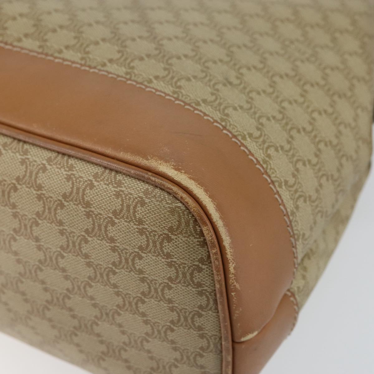 CELINE Macadam Canvas Shoulder Bag PVC Beige Gold Auth gh1093