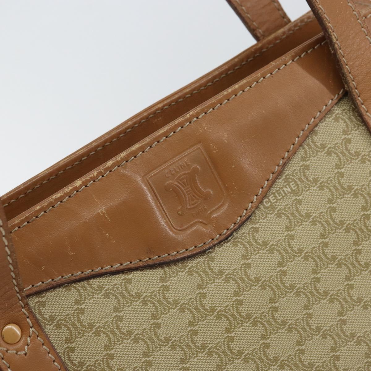 CELINE Macadam Canvas Shoulder Bag PVC Beige Gold Auth gh1093