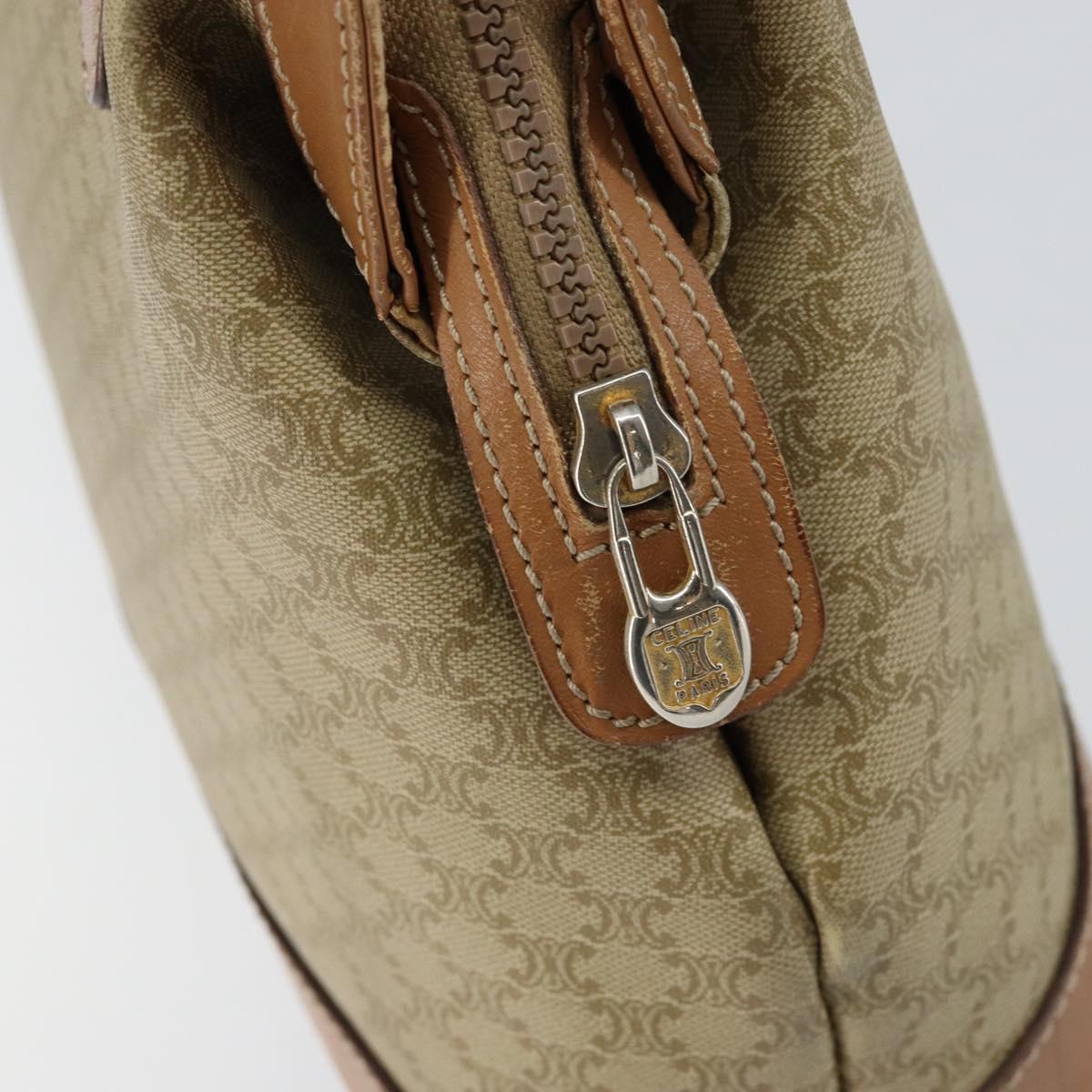 CELINE Macadam Canvas Shoulder Bag PVC Beige Gold Auth gh1093