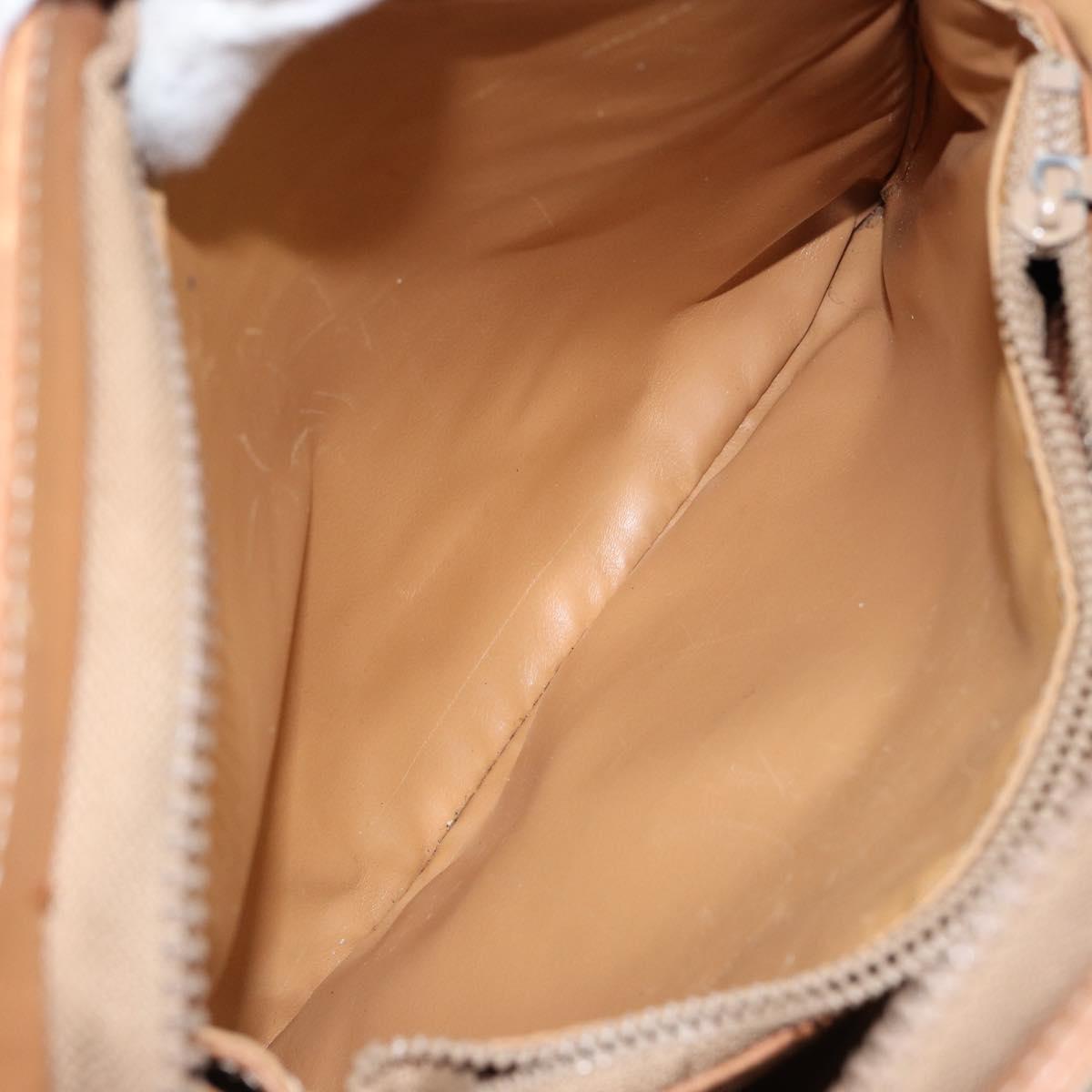 CELINE Macadam Canvas Shoulder Bag PVC Beige Gold Auth gh1093