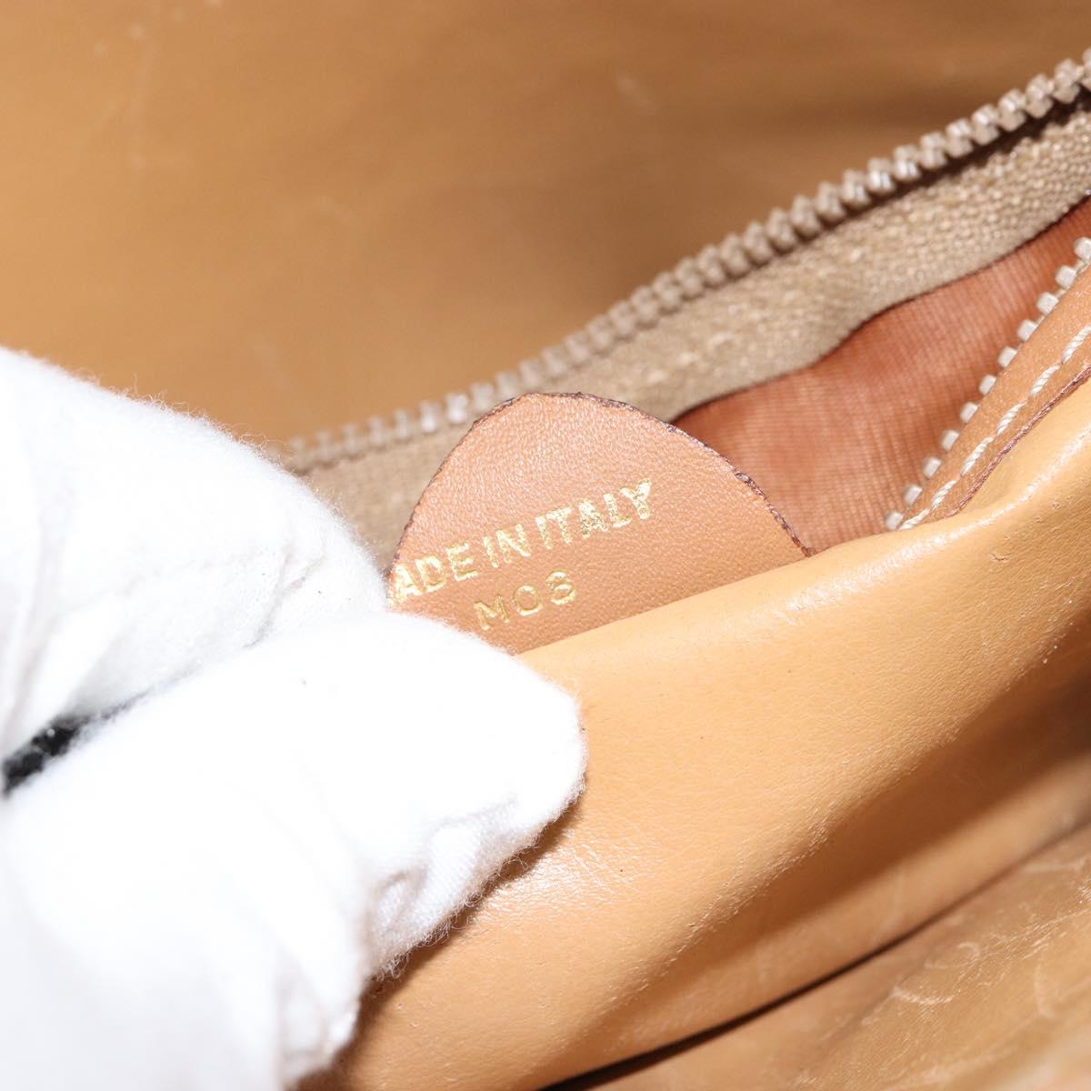 CELINE Macadam Canvas Shoulder Bag PVC Beige Gold Auth gh1093