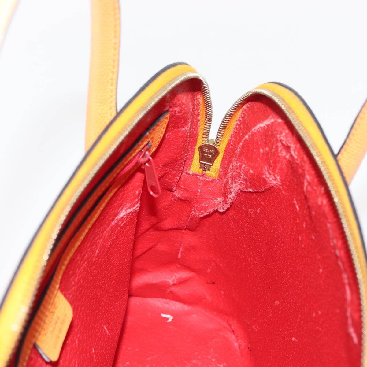 CELINE Hand Bag Leather Yellow Gold Auth gh1094