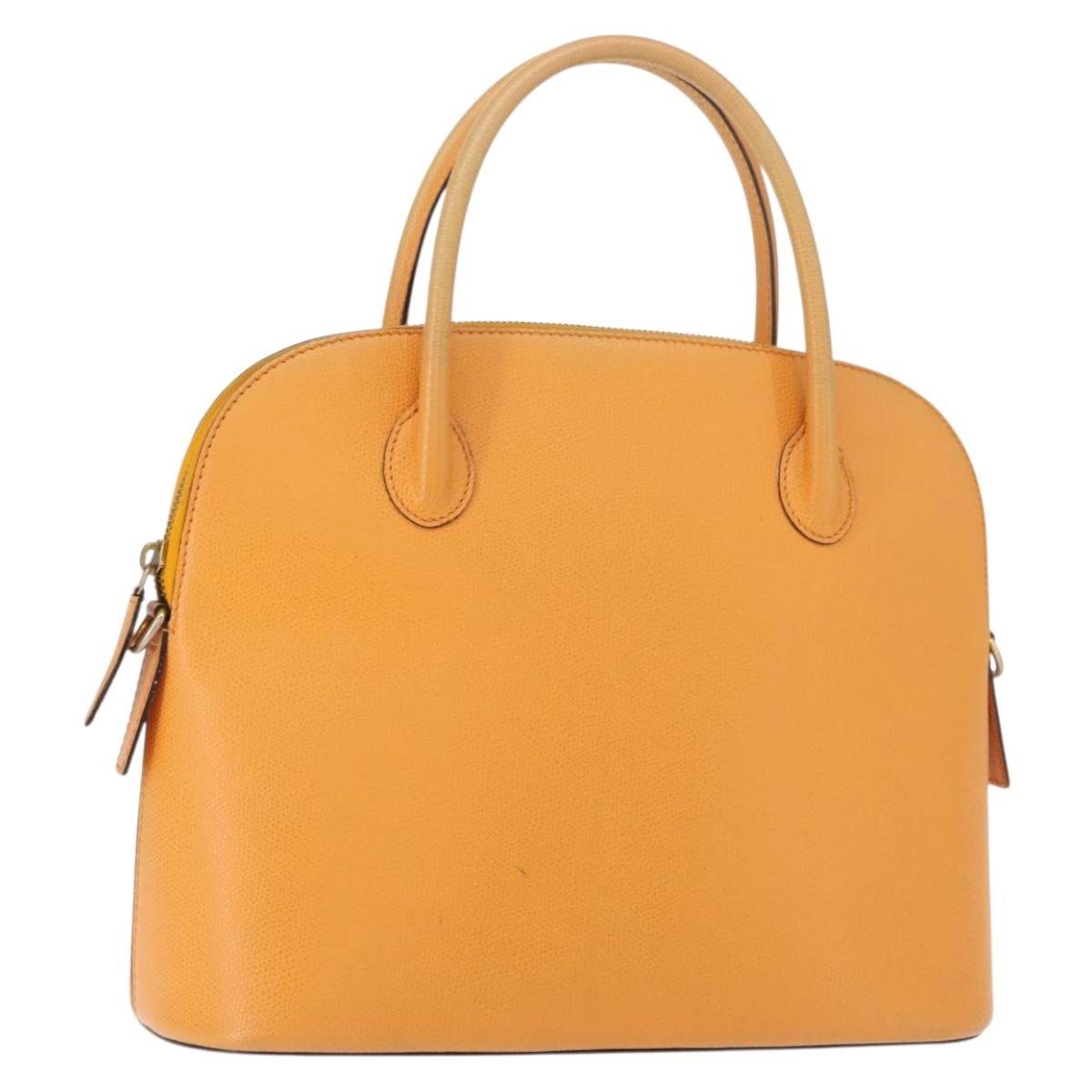 CELINE Hand Bag Leather Yellow Gold Auth gh1094