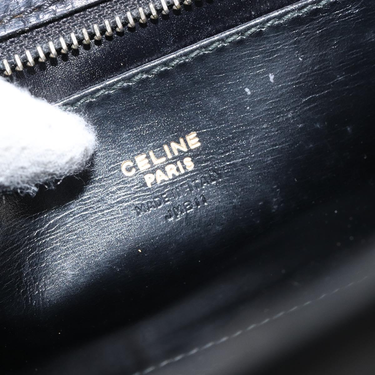 CELINE Hand Bag Leather 2way Black Gold Auth gh1095