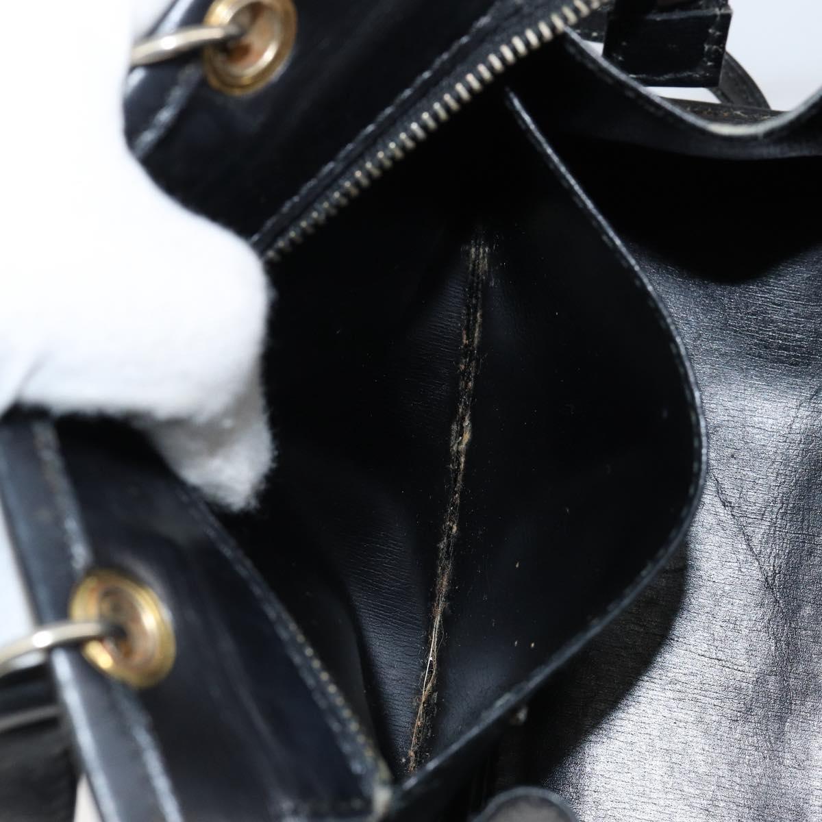 CELINE Hand Bag Leather 2way Black Gold Auth gh1095