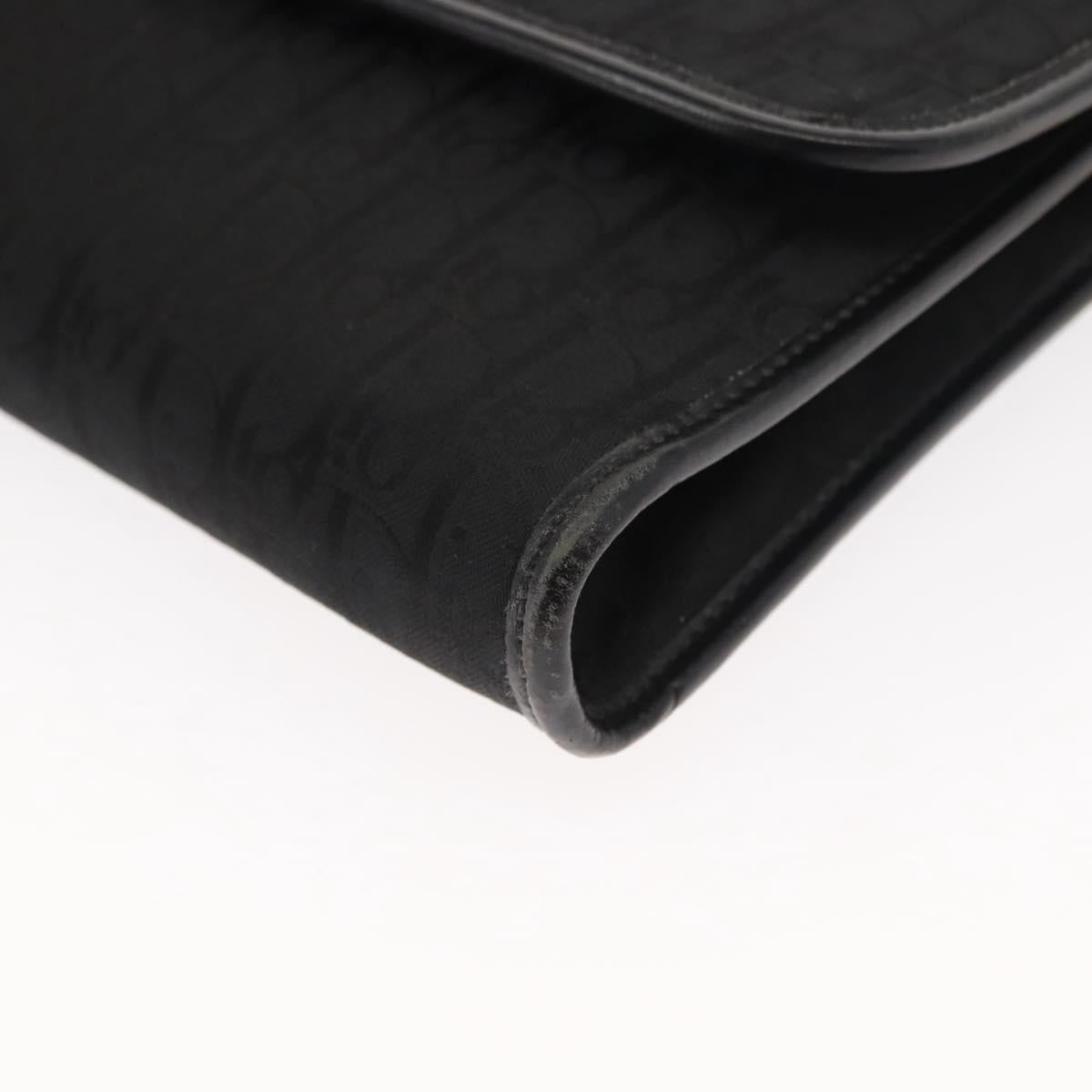 Christian Dior Trotter Canvas Chain Shoulder Bag Black Gold Auth gh1096