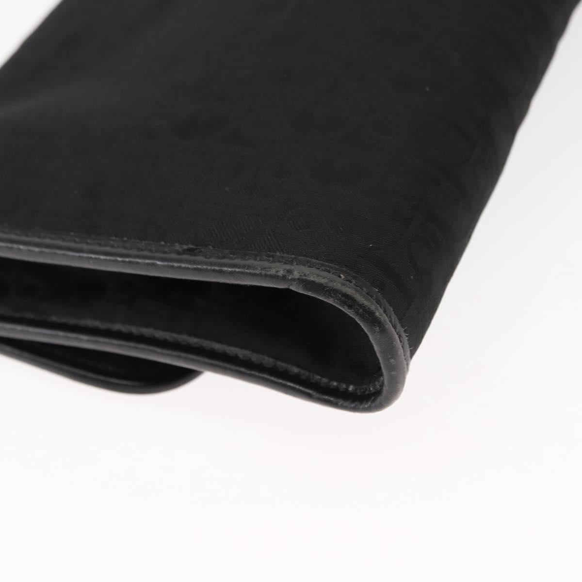 Christian Dior Trotter Canvas Chain Shoulder Bag Black Gold Auth gh1096