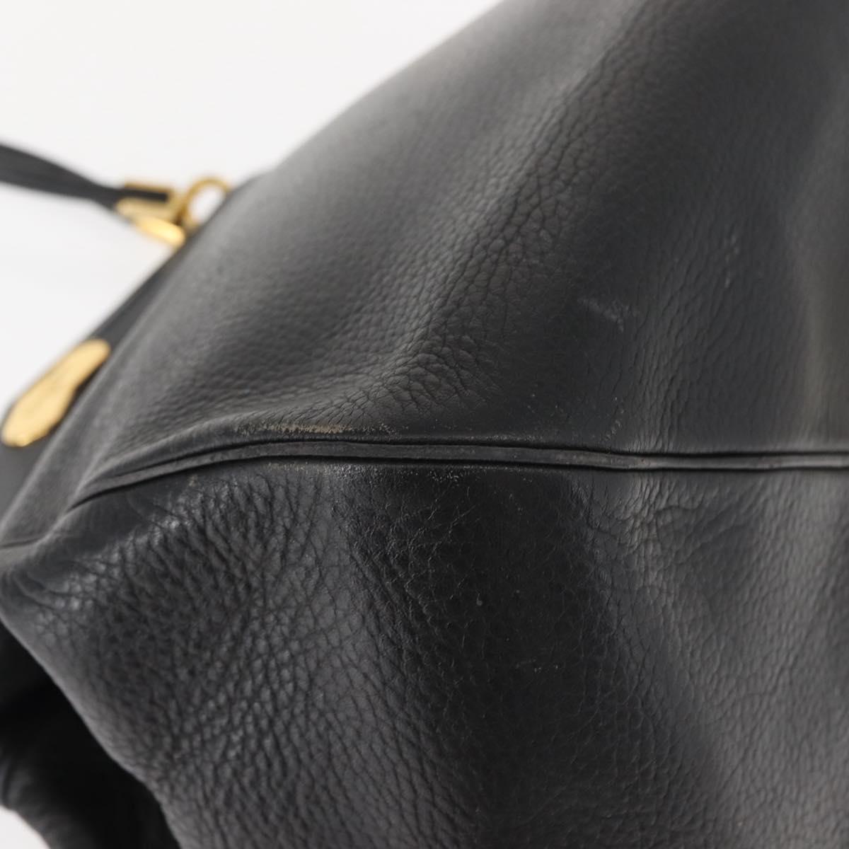 Christian Dior Shoulder Bag Leather Black Gold Auth gh1097