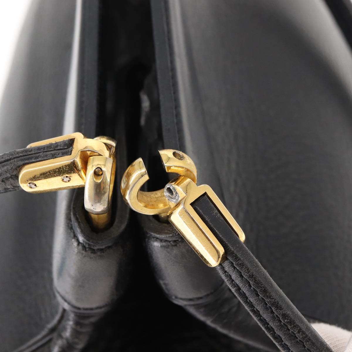 Christian Dior Shoulder Bag Leather Black Gold Auth gh1097