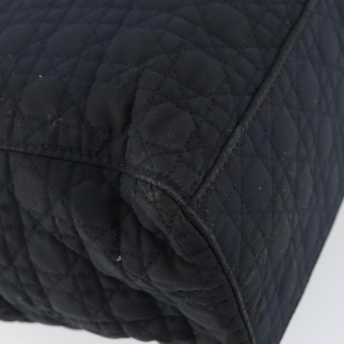 Christian Dior Canage Hand Bag Nylon Navy Gold Auth gh1098