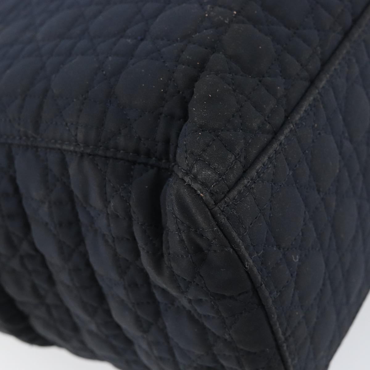 Christian Dior Canage Hand Bag Nylon Navy Gold Auth gh1098