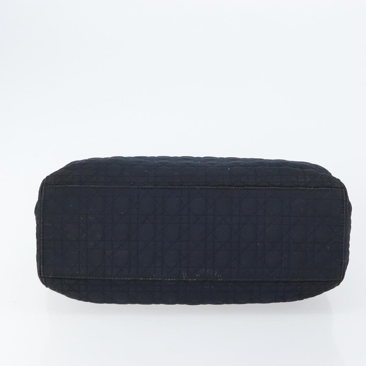 Christian Dior Canage Hand Bag Nylon Navy Gold Auth gh1098