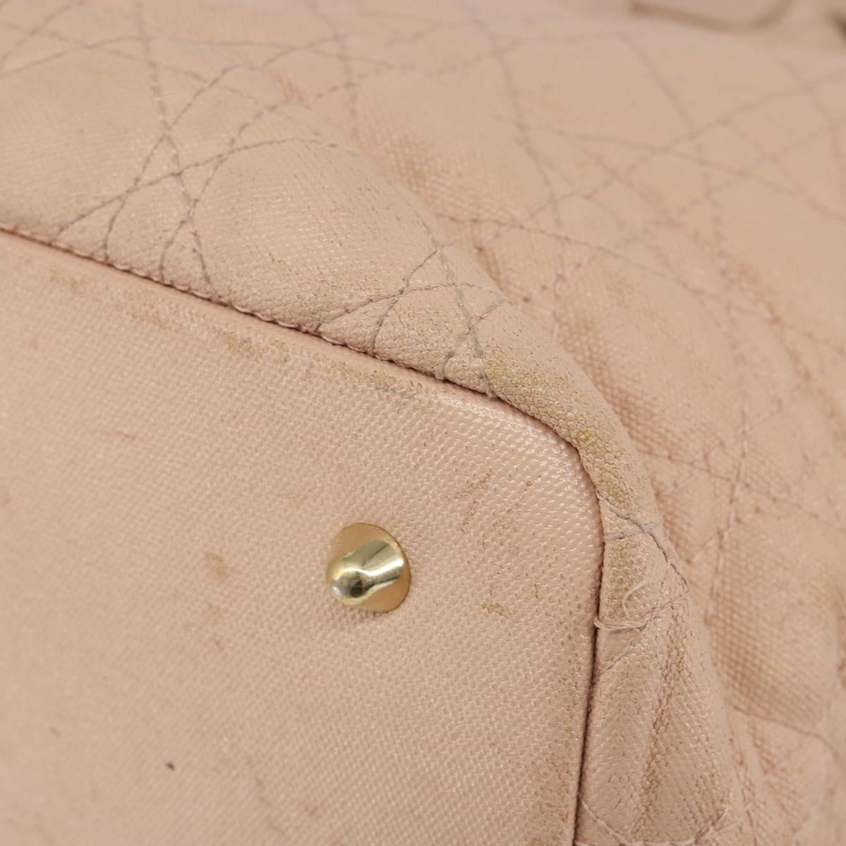 Christian Dior Canage Tote Bag Coated Canvas Pink Gold Auth gh1099