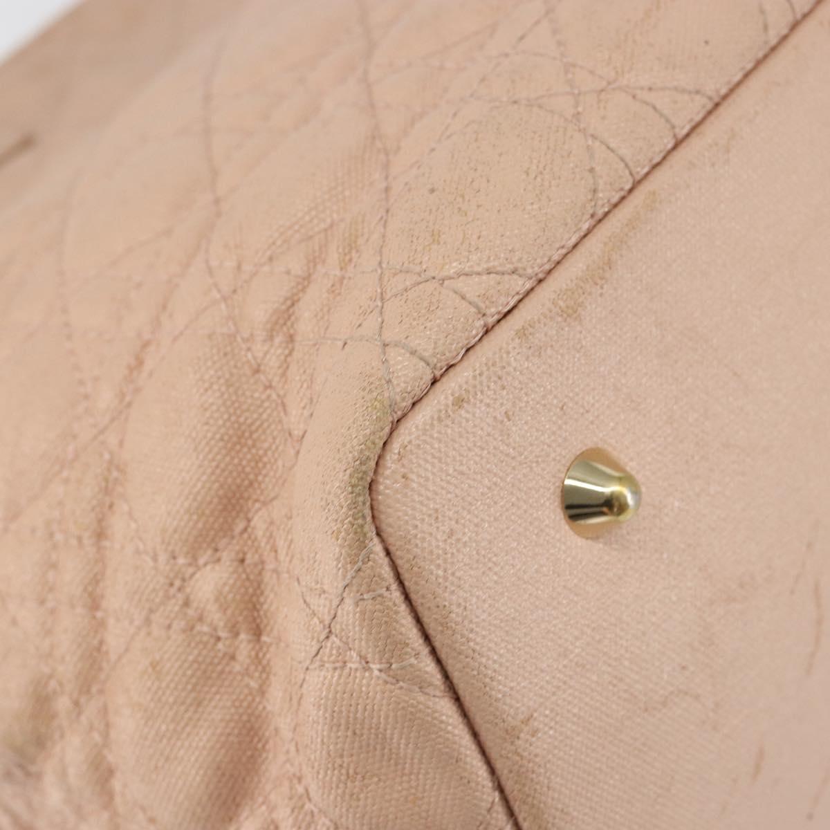 Christian Dior Canage Tote Bag Coated Canvas Pink Gold Auth gh1099