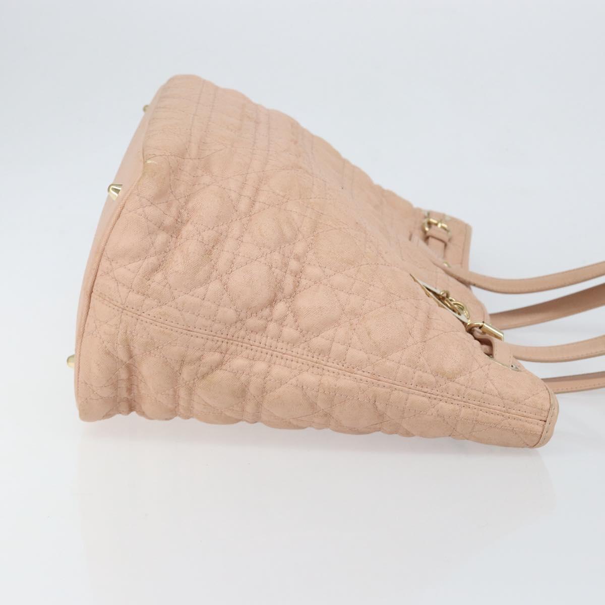 Christian Dior Canage Tote Bag Coated Canvas Pink Gold Auth gh1099