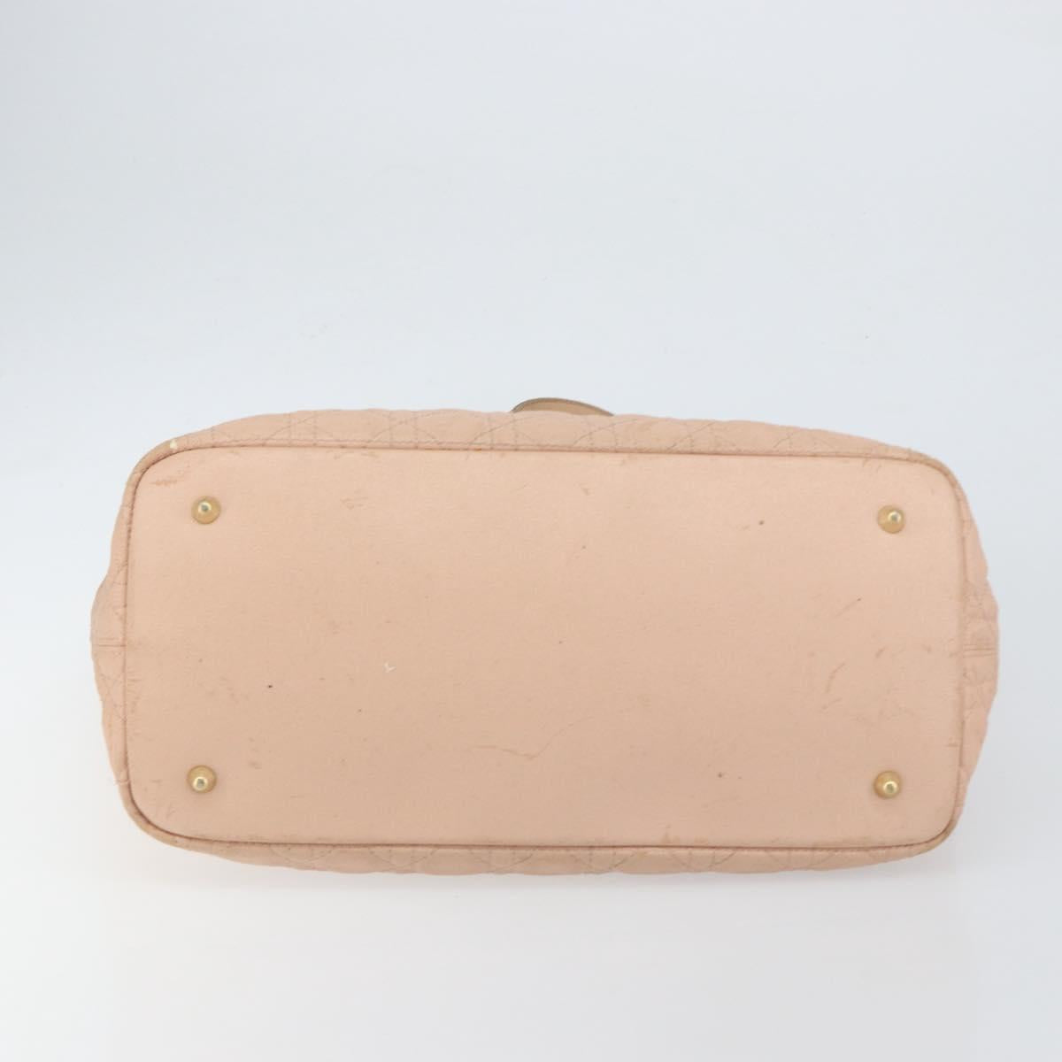 Christian Dior Canage Tote Bag Coated Canvas Pink Gold Auth gh1099