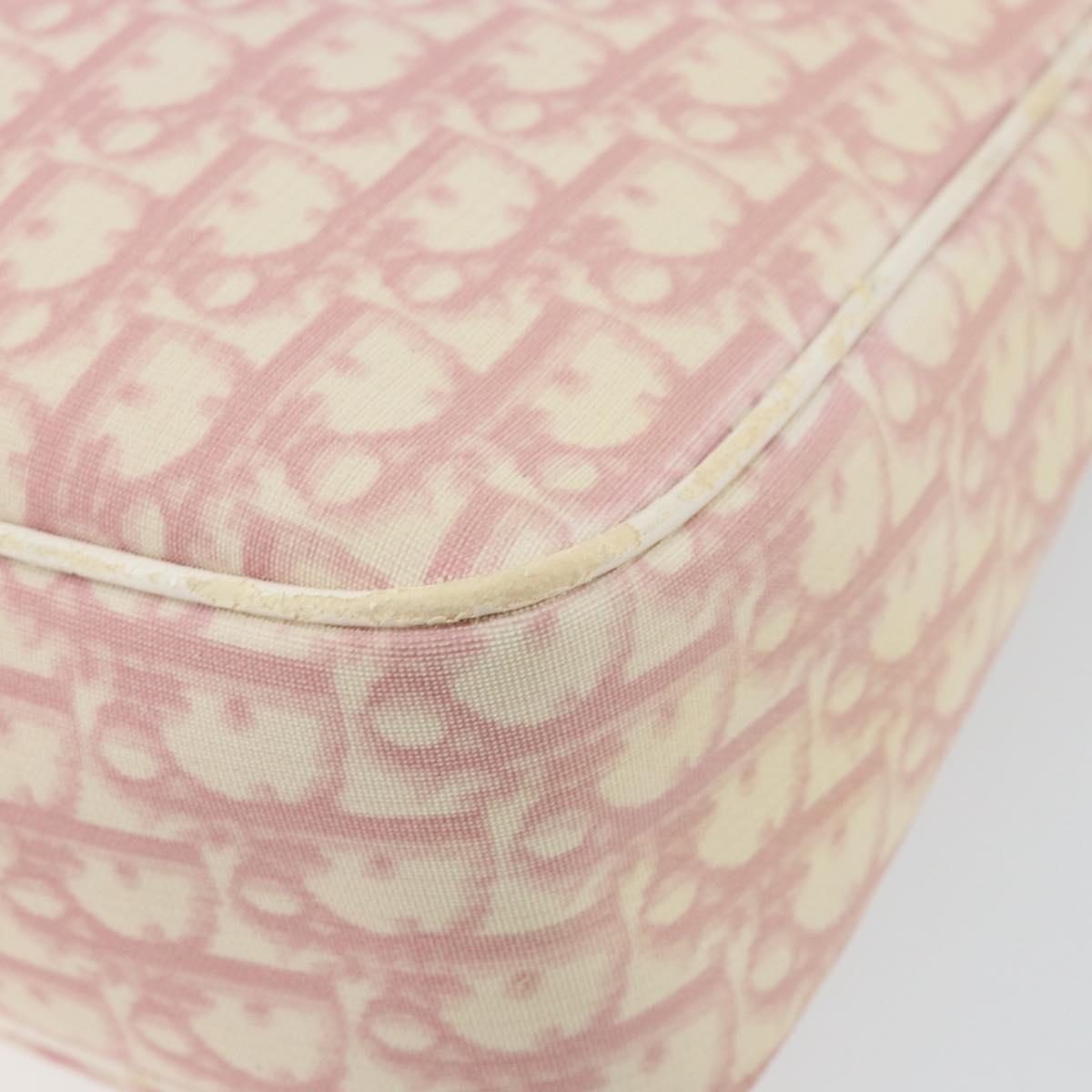 Christian Dior Trotter Canvas Shoulder Bag PVC Pink Silver Auth gh1100