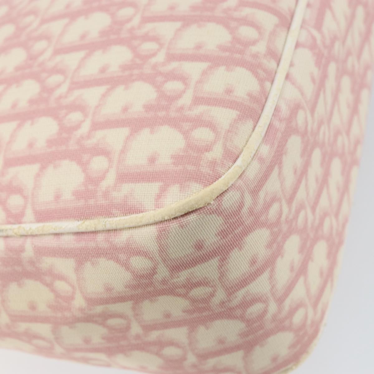 Christian Dior Trotter Canvas Shoulder Bag PVC Pink Silver Auth gh1100