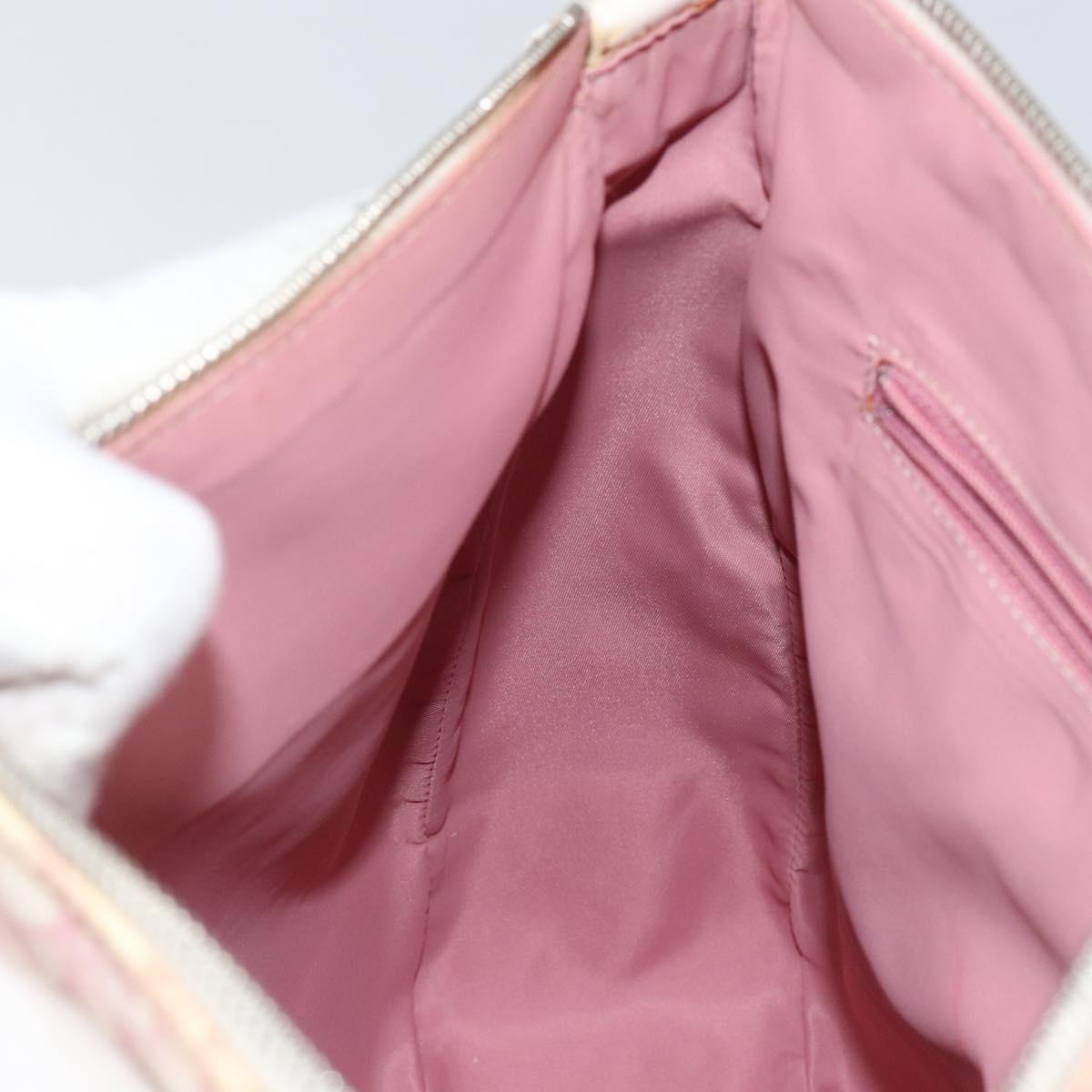 Christian Dior Trotter Canvas Shoulder Bag PVC Pink Silver Auth gh1100