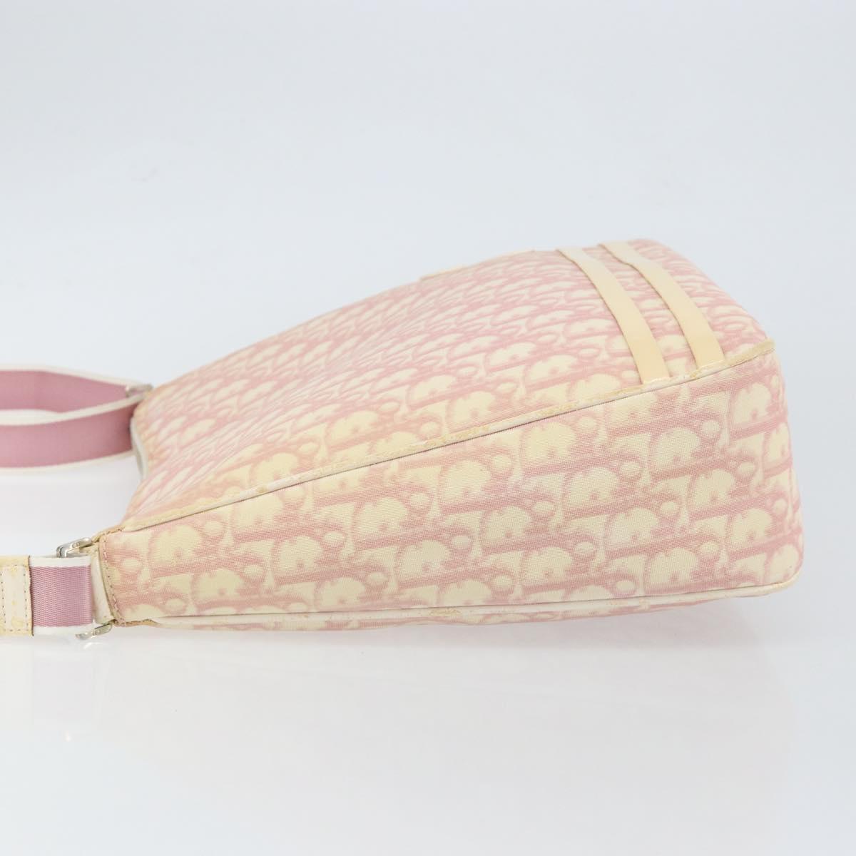 Christian Dior Trotter Canvas Shoulder Bag PVC Pink Silver Auth gh1100