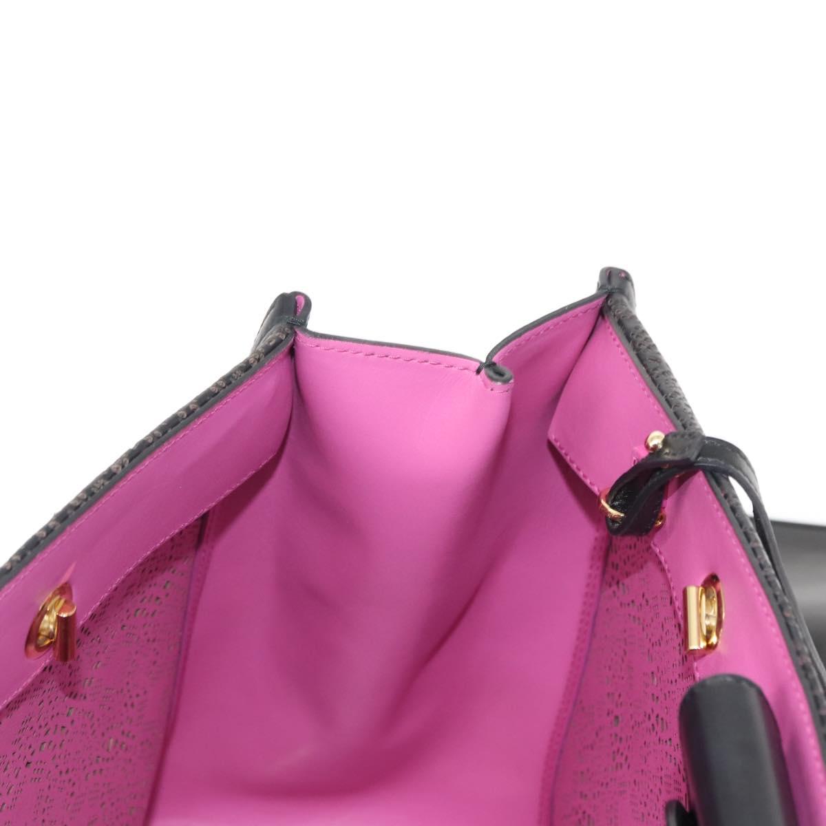 Salvatore Ferragamo Vala Chain Tote Bag Leather Black Gold Auth gh1102