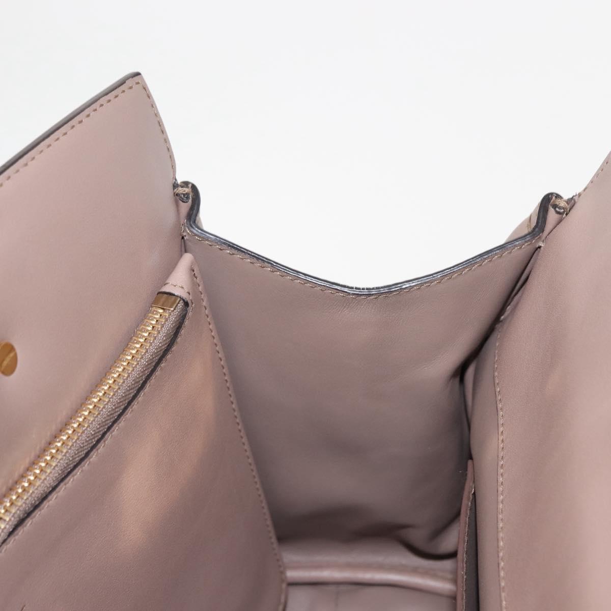 Salvatore Ferragamo Gancini Hand Bag Leather 2way Beige Gold Auth gh1103