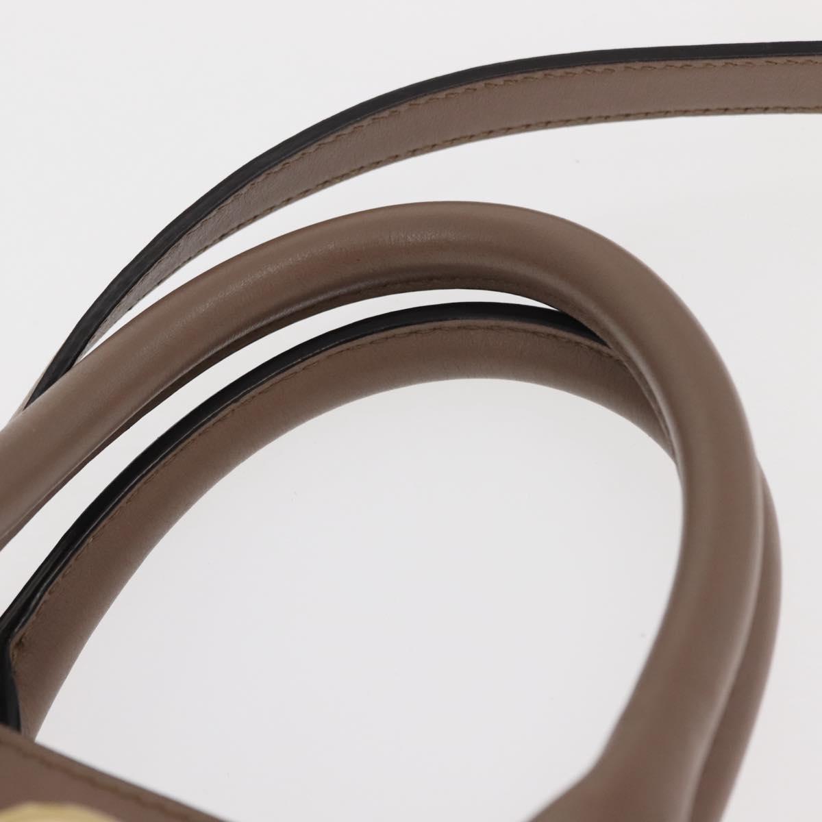 Salvatore Ferragamo Gancini Hand Bag Leather 2way Beige Gold Auth gh1103