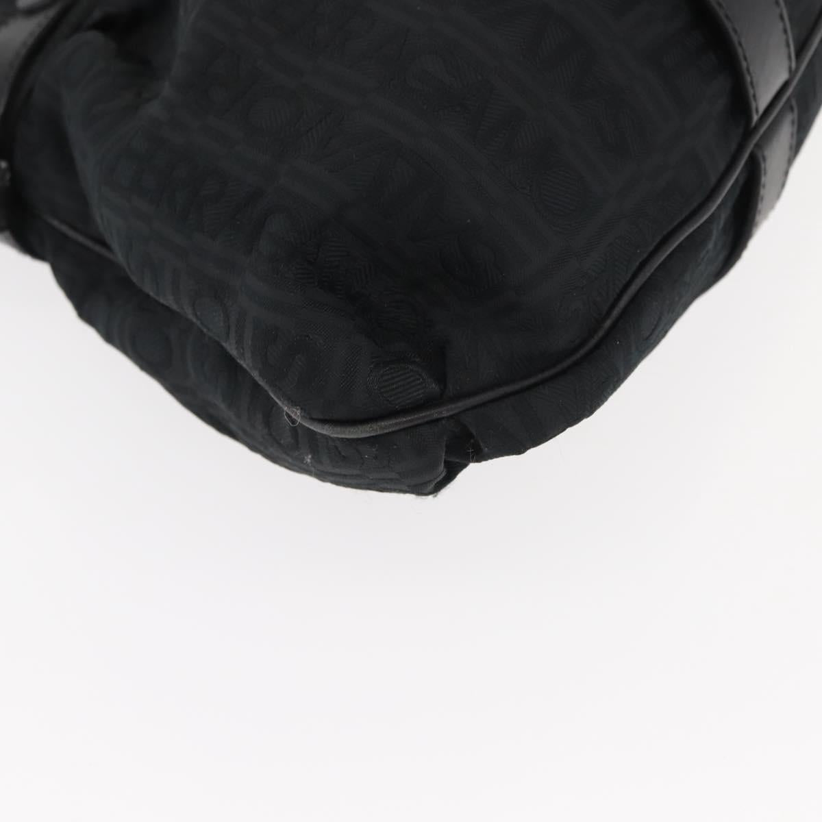 Salvatore Ferragamo Gancini Tote Bag Canvas Black Silver Auth gh1104