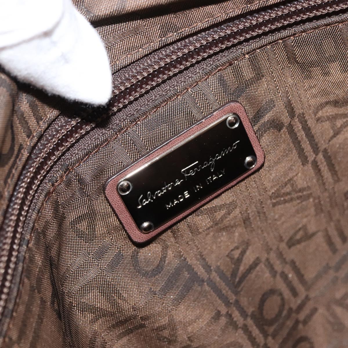 Salvatore Ferragamo Gancini Tote Bag Suede Beige Silver Auth gh1105