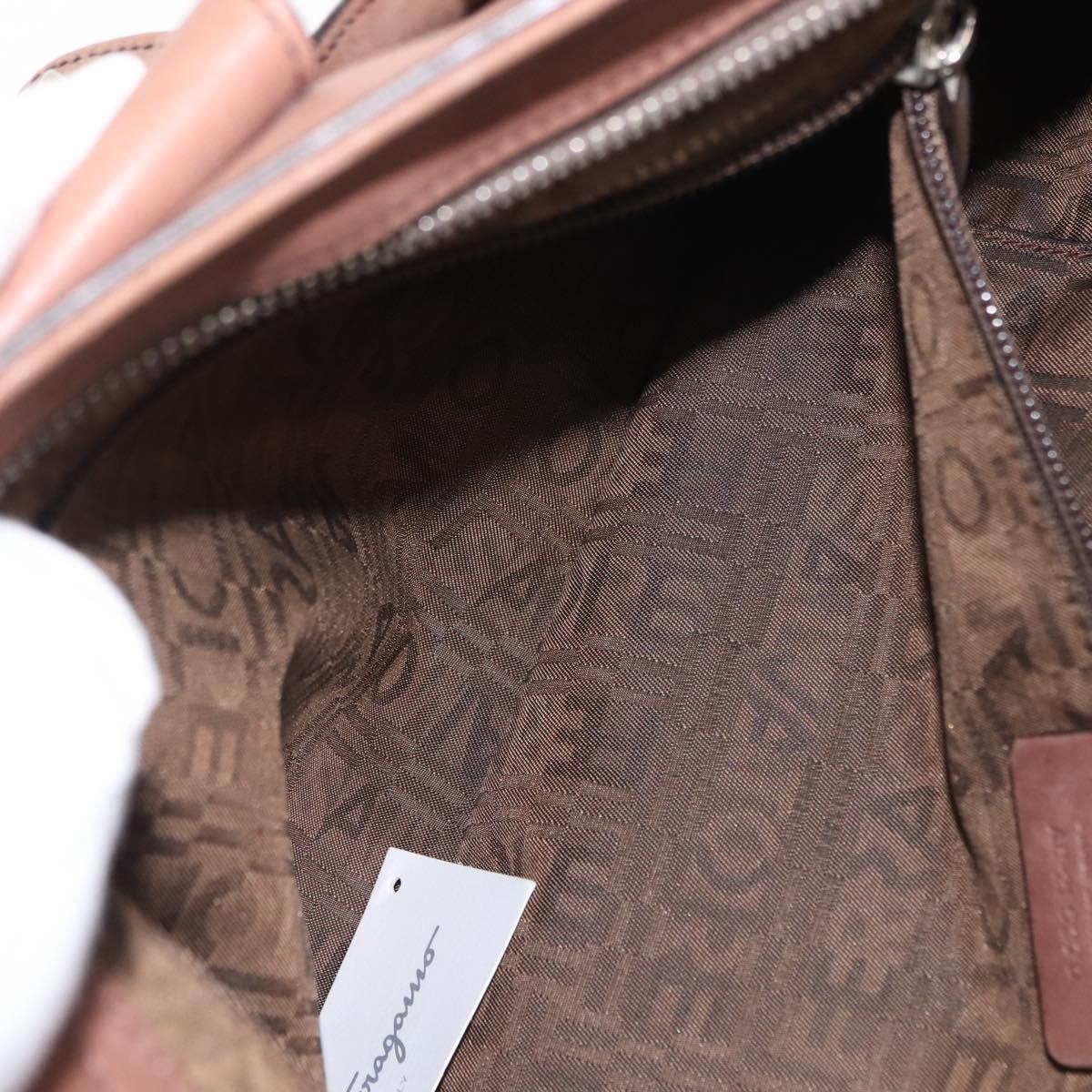 Salvatore Ferragamo Gancini Tote Bag Suede Beige Silver Auth gh1105