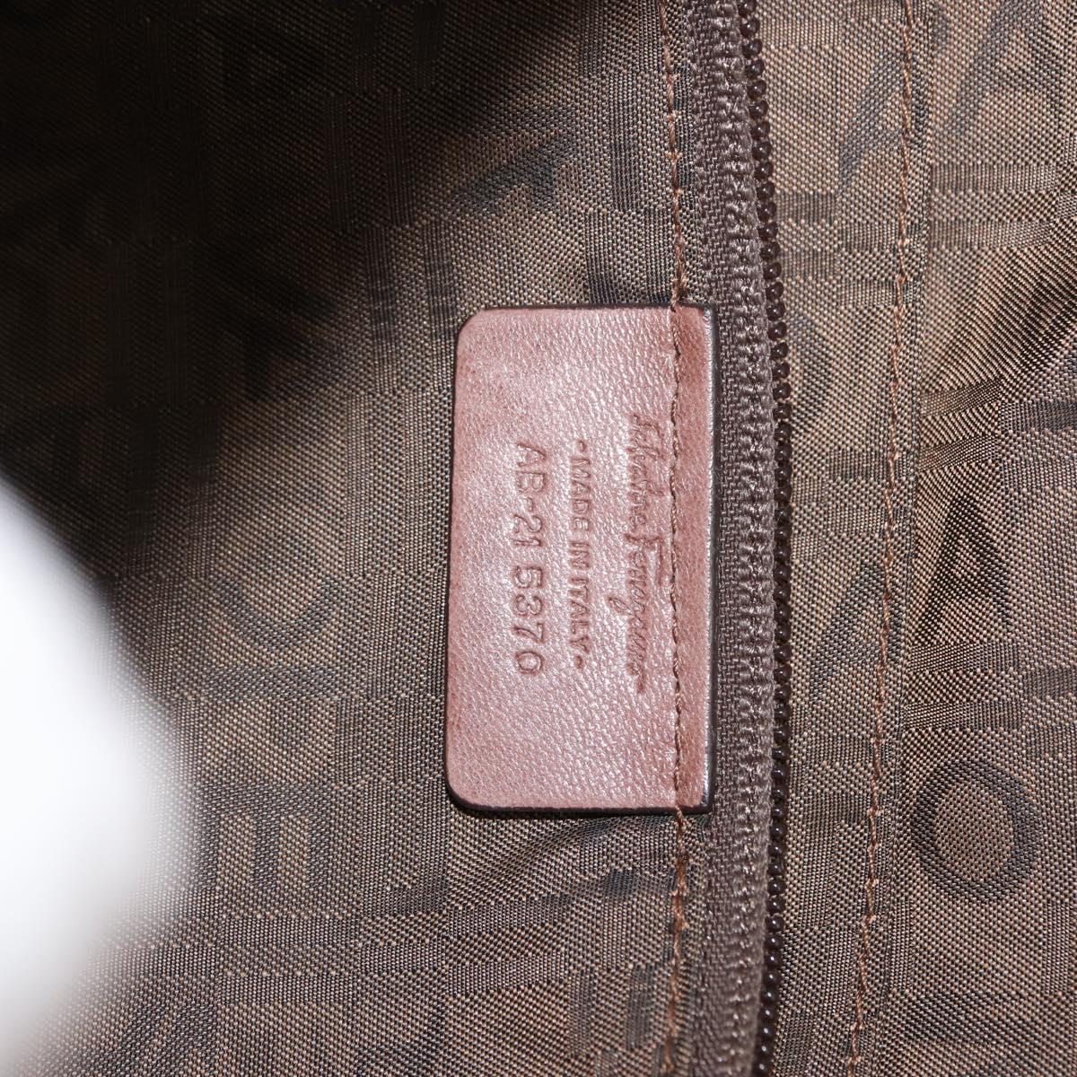 Salvatore Ferragamo Gancini Tote Bag Suede Beige Silver Auth gh1105