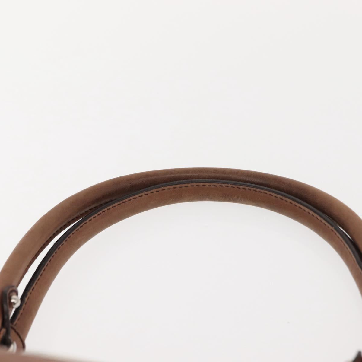 Salvatore Ferragamo Gancini Tote Bag Suede Beige Silver Auth gh1105