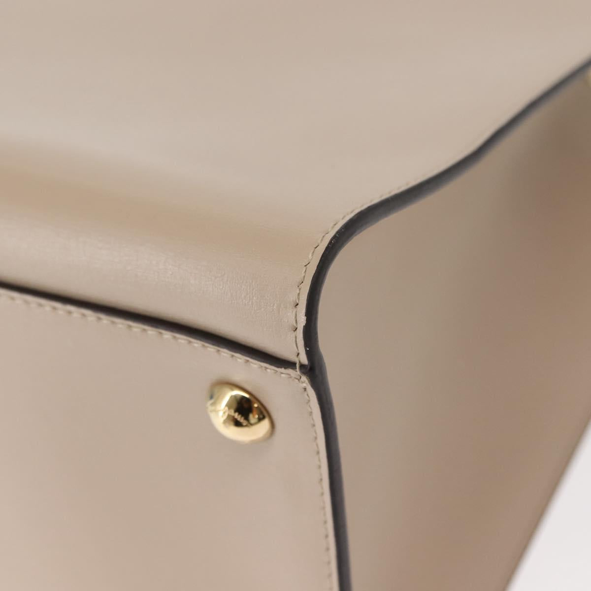 Salvatore Ferragamo Vala Hand Bag Leather 2way Beige Gold Auth gh1107