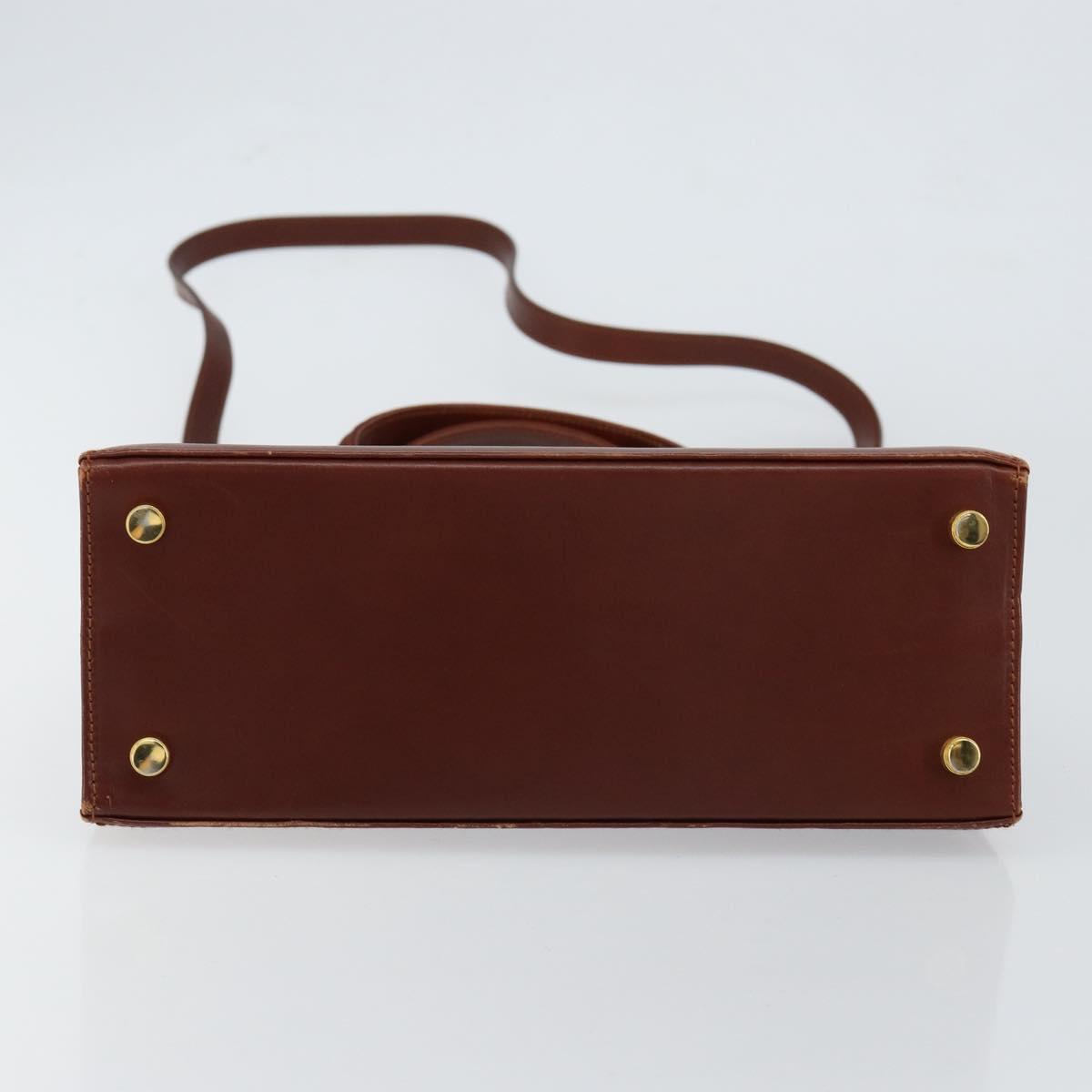 Salvatore Ferragamo Vala Hand Bag Leather 2way Brown Gold Auth gh1108