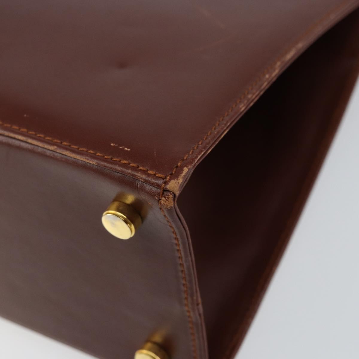 Salvatore Ferragamo Vala Hand Bag Leather 2way Brown Gold Auth gh1108