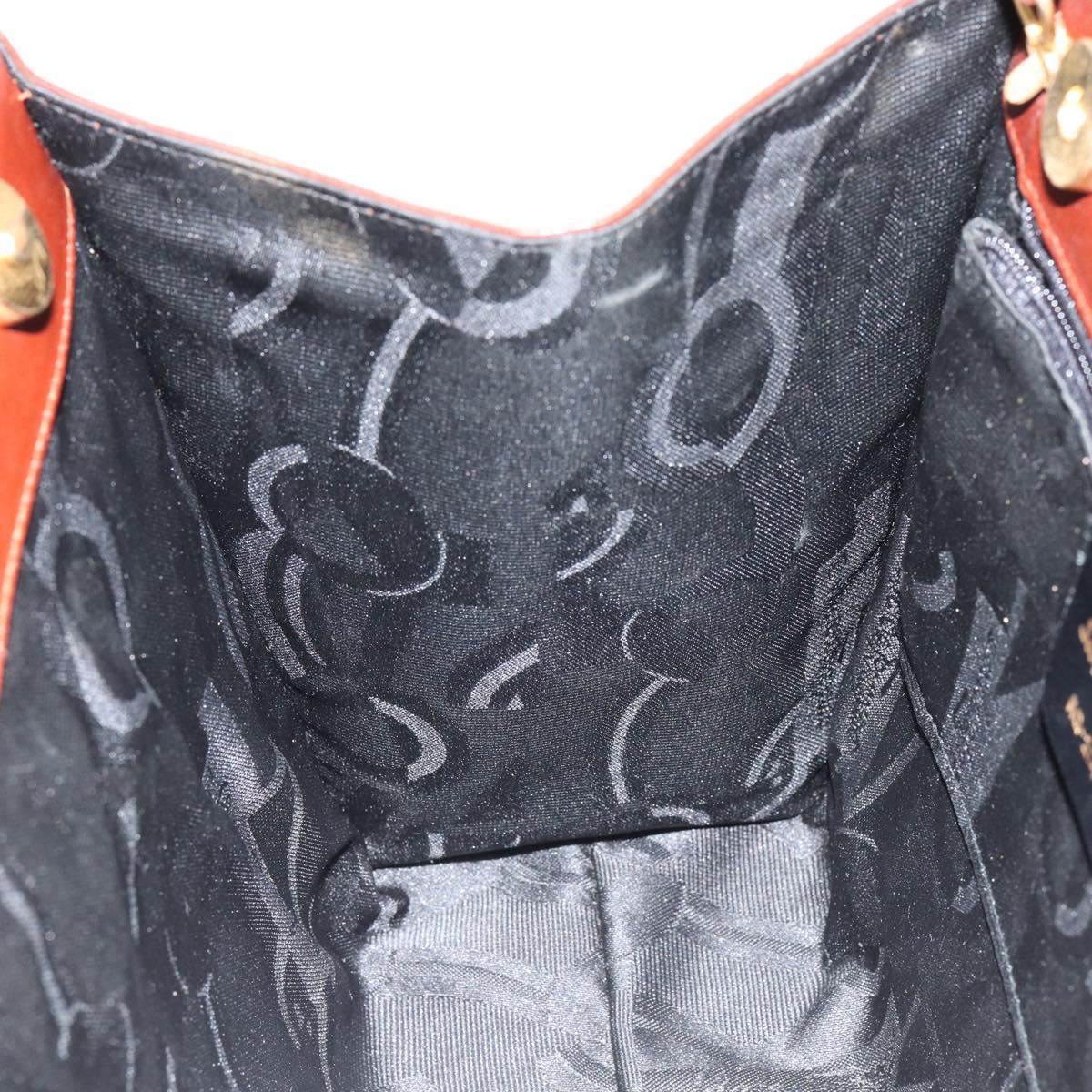 Salvatore Ferragamo Vala Hand Bag Leather 2way Brown Gold Auth gh1108