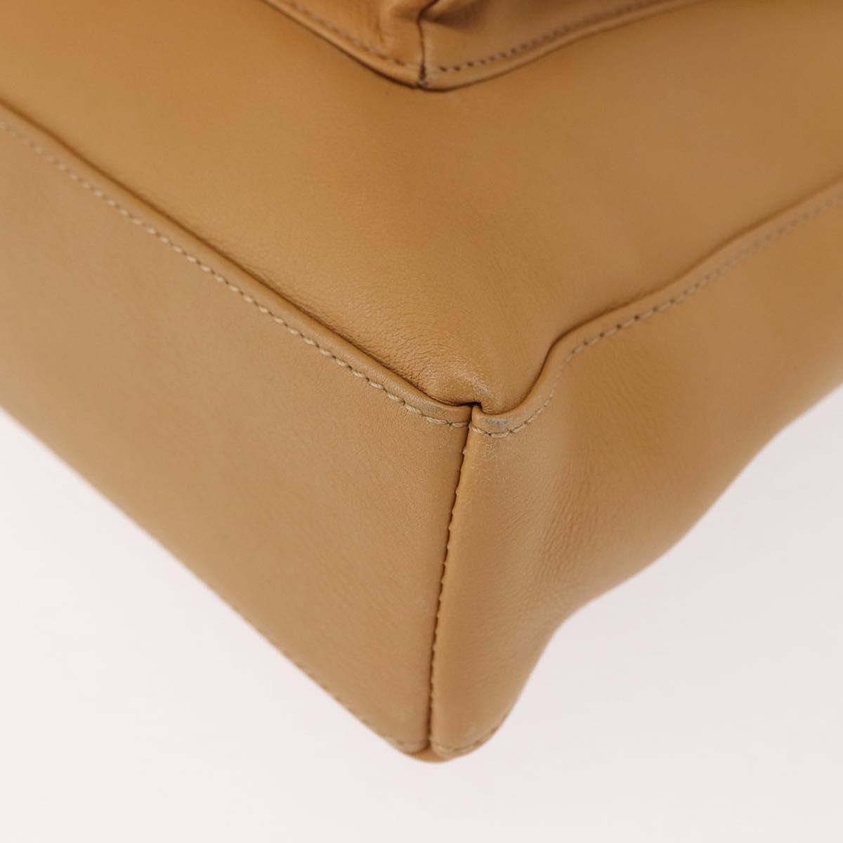 Salvatore Ferragamo Shoulder Bag Leather Beige Gold Auth gh1110