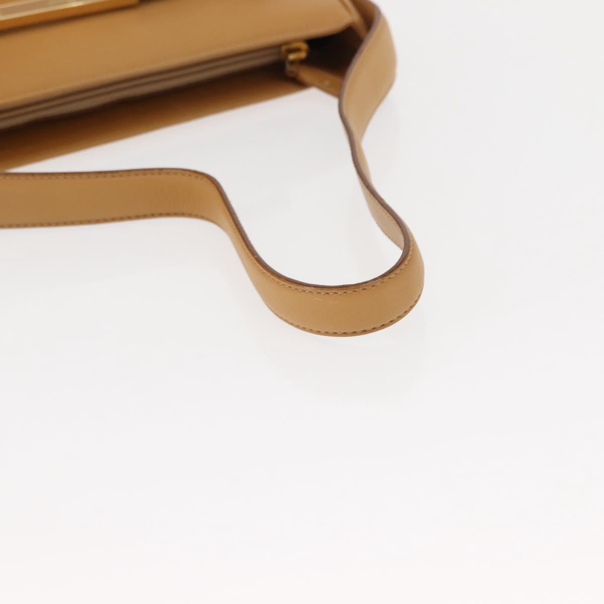 Salvatore Ferragamo Shoulder Bag Leather Beige Gold Auth gh1110